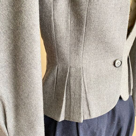 DAMAGED Vintage S Forecaster of Boston Wool Blazer Gray Pleated High Shoulders - Picture 4 of 10
